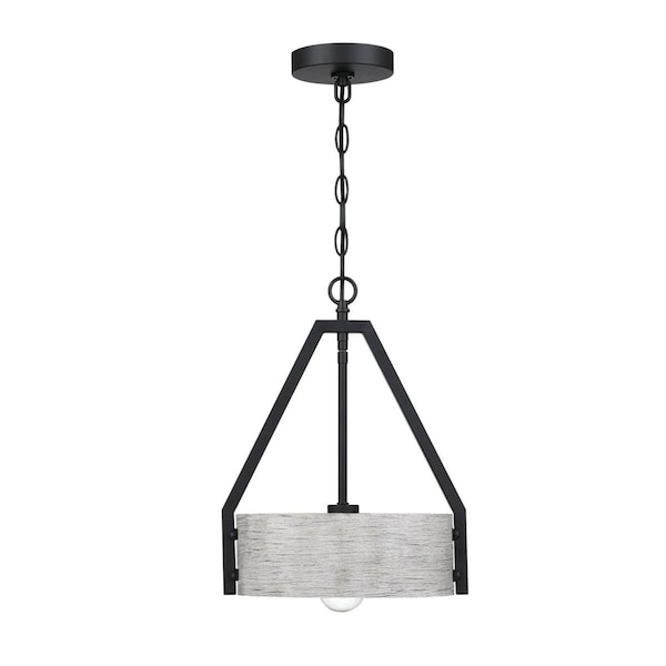 Westinghouse Pendant 60W Callowhill, Matte Black, Antique Ash Shade 6125800 - main